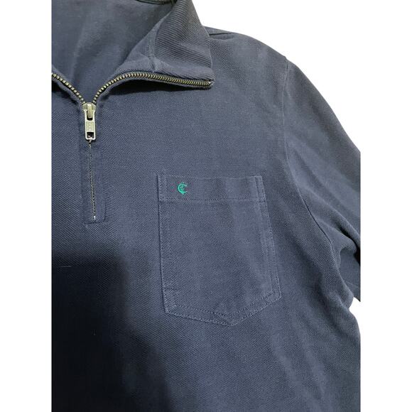 Criquet Quarter Zip Shirt Navy Blue Pull Over Long Sleeve Organic Cotton Men's M - Picture 3 of 5